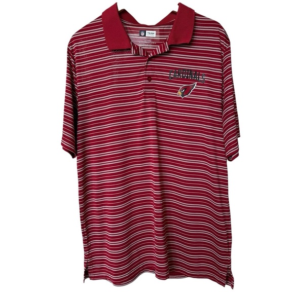 Men's Arizona Cardinals Striped Polo Shirt Red XL Short Sleeve NFL Apparel - Picture 2 of 6